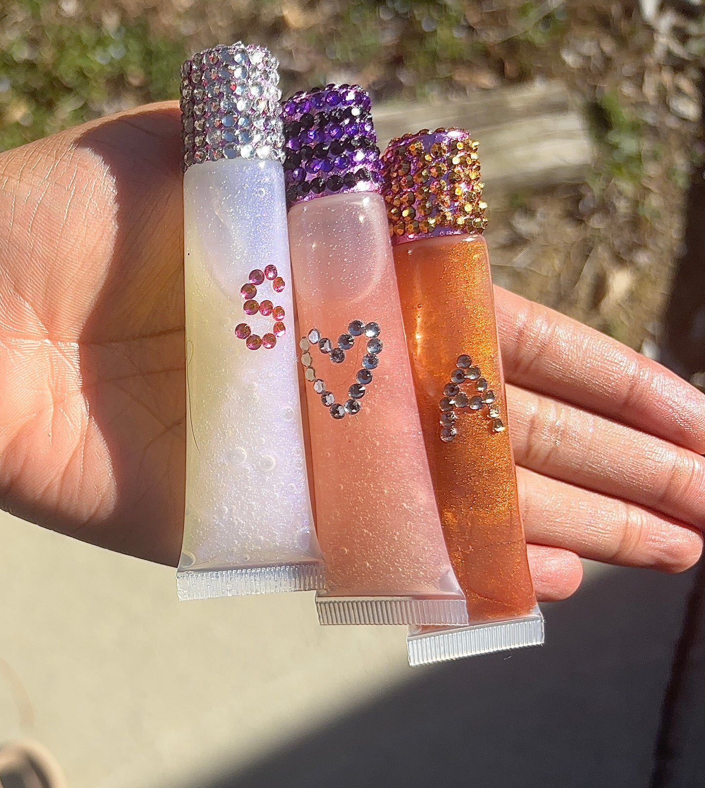 LUXBITE Signature Gloss (Bejeweled Cap with Initial Letter or Heart)